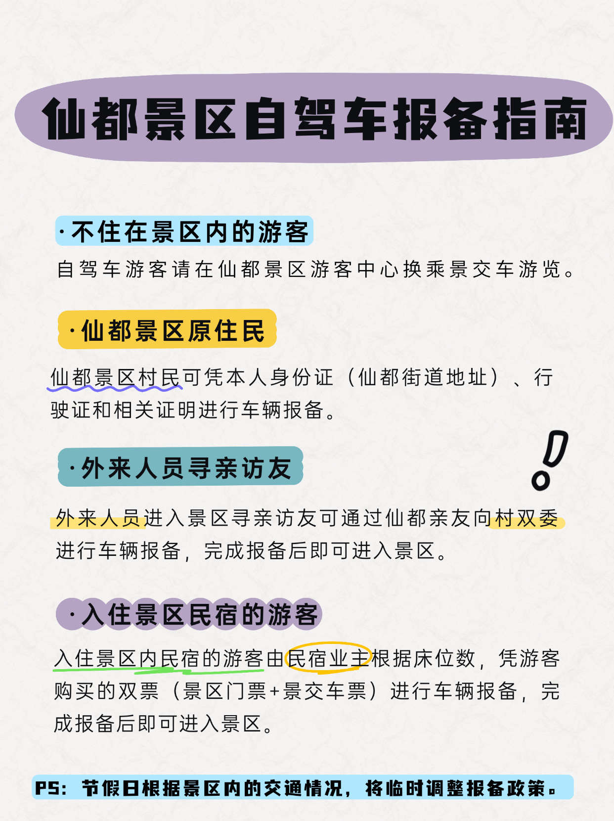 仙都景区自驾车报备指南